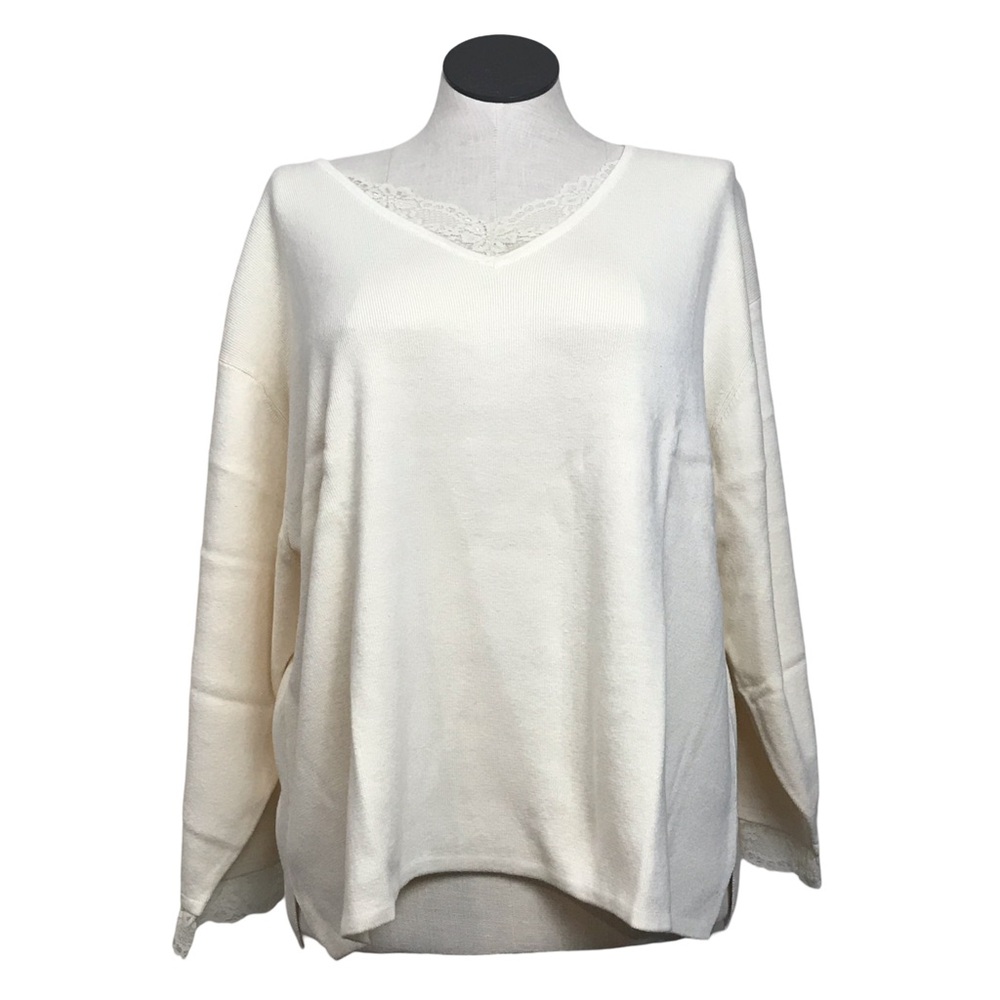 Serengeti Elegant Sweater Women’s Size 3X Color Crème V-Neck Pullover Cardigan